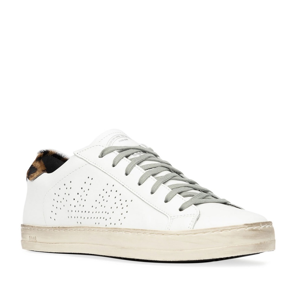 P448 Leopard-Print Logo Court Sneaker